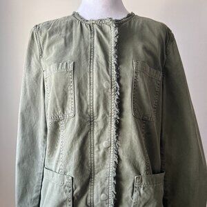 🫒Banana Republic Olive Utility Jacket - Raw Hem Zip Up - Sz M